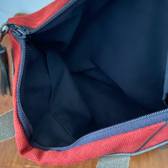 NEW Arts & Science Convertible Tote Red Canvas Tassel Backpack Zip Leather A&S